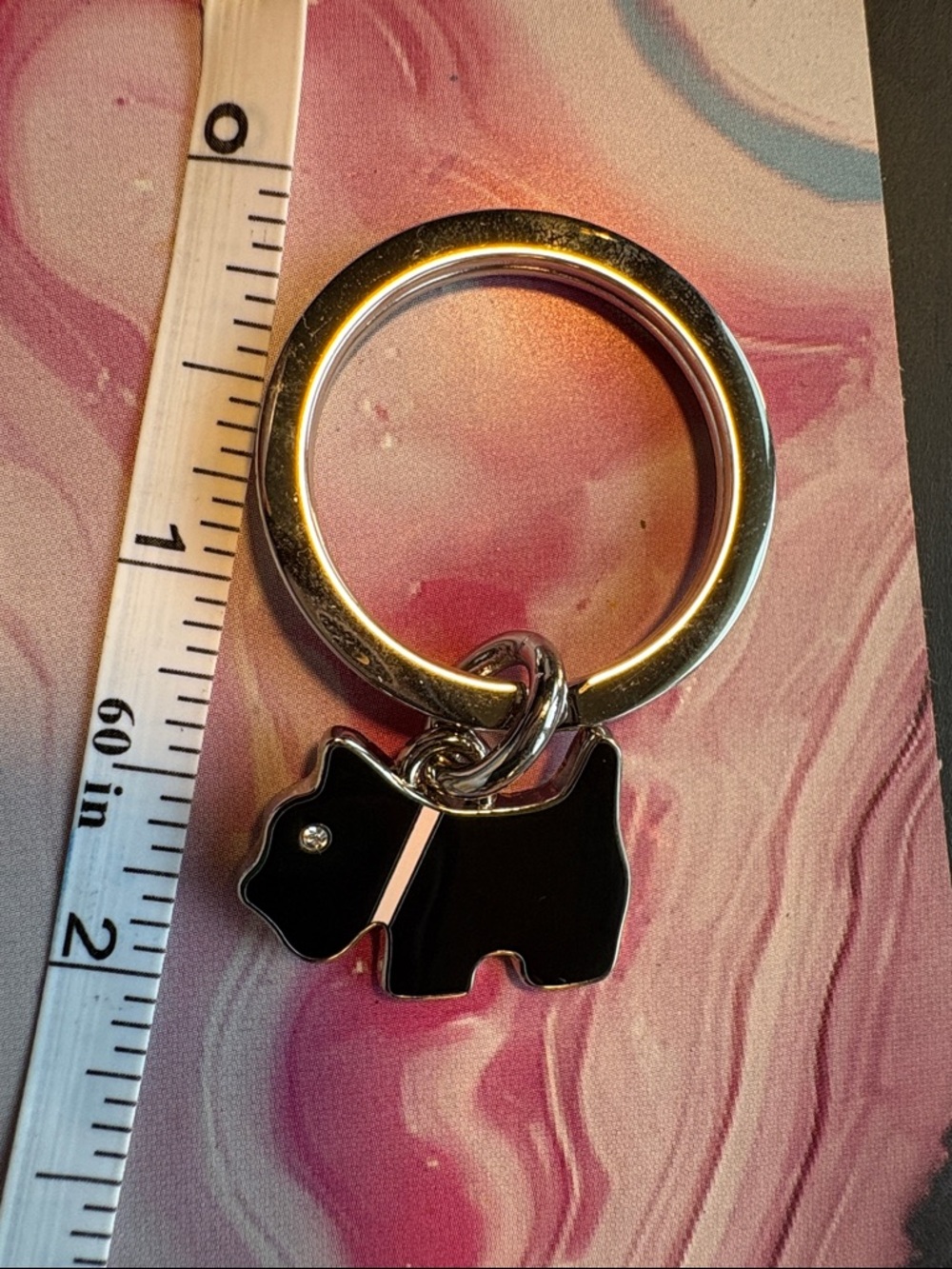 Coach Black Scottie Dog Enamel Key Ring - Picture 3 of 3